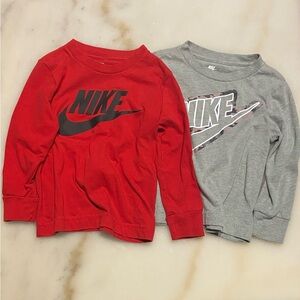 Nike Kids Long Sleeve Tees in Red and Gray
